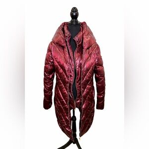 Via Spiga Quilted Hooded Burgundy Winter Coat